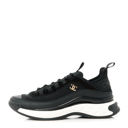 Chanel Velvet Calfskin Mixed Fibers CC Sneakers 41 Black 1 of 10