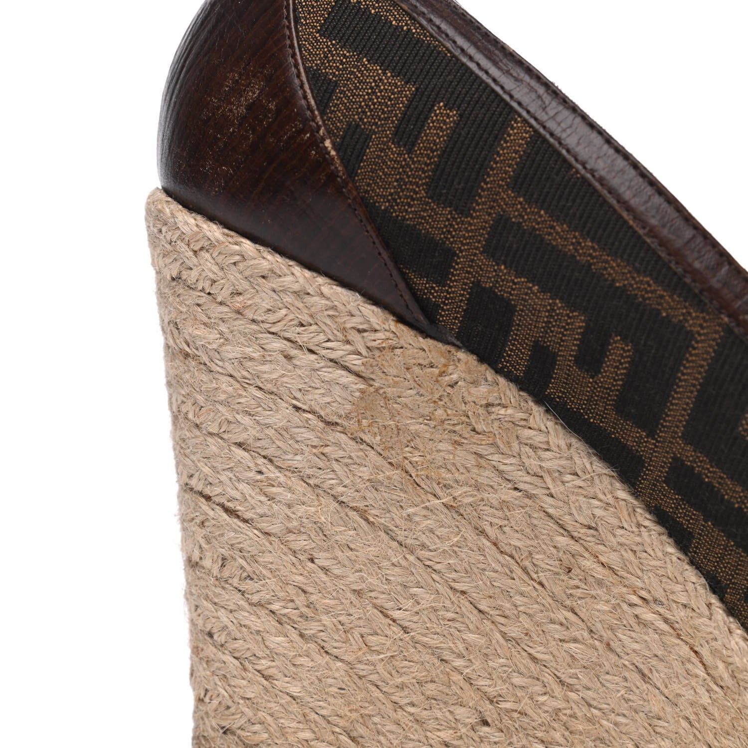Fendi Zucca Raffia Zeppa Wedge Sandals 39.5 Tobacco 14 of 21