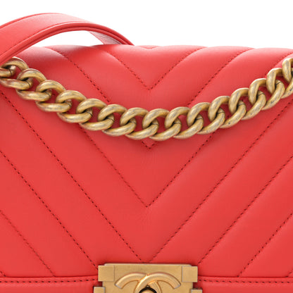 Chanel Calfskin Chevron Quilted Medium Boy Flap Red 8 of 14