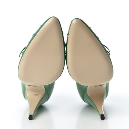 Gucci Nappa Bow High Heel Pumps 38.5 New Shamarock 5 of 10
