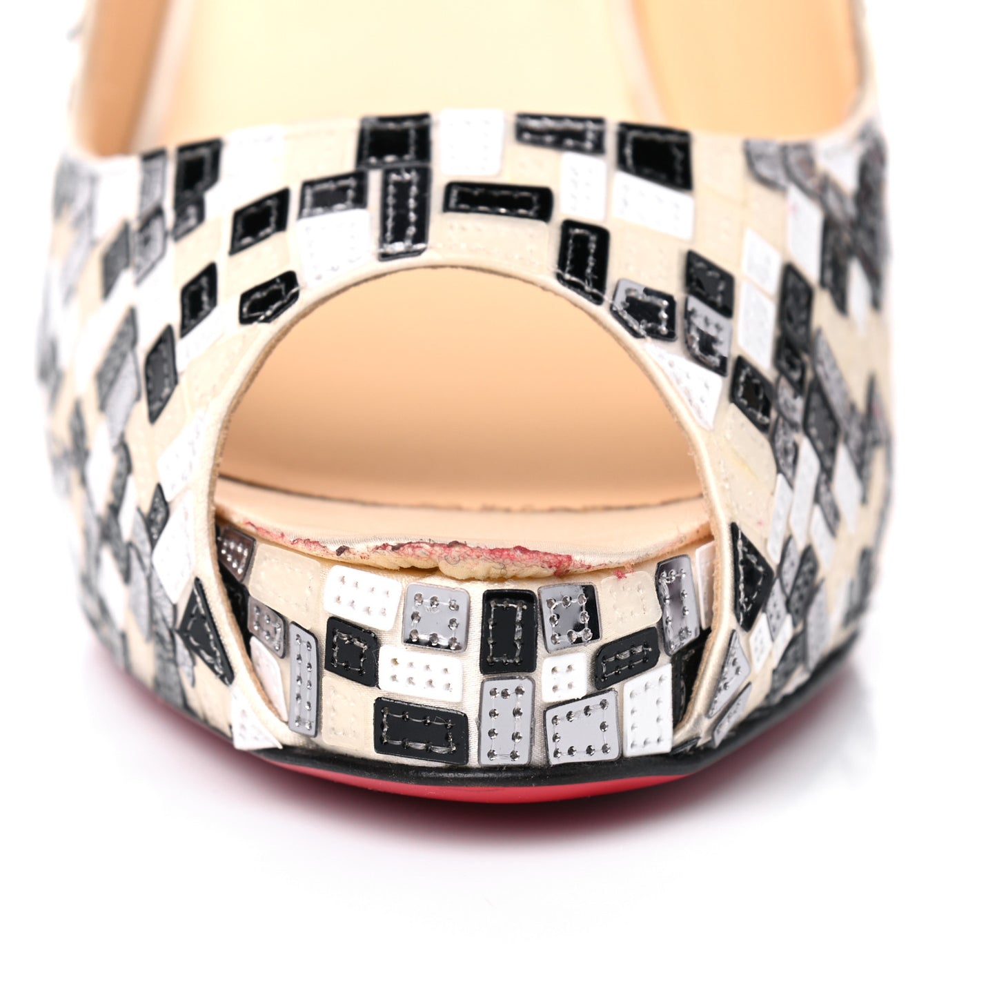 Satin Mosaique No Prive 100 Pumps 40.5 White Black