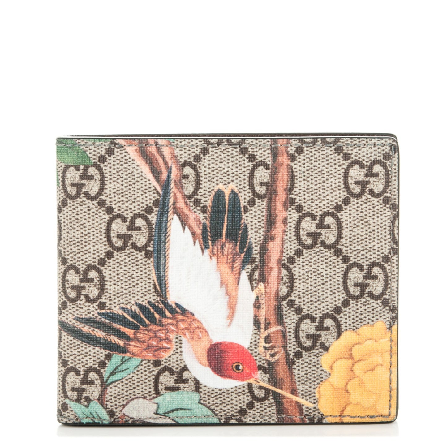 GG Supreme Monogram Tian Bi-Fold Wallet Beige Multicolor New Acero