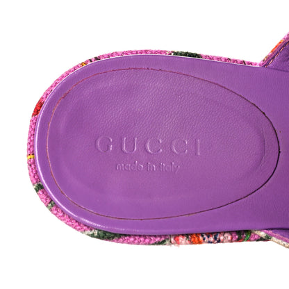 Gucci Canvas Floral Print Webby Crossover High Heel Slide Sandals 37 Cyclamin Multicolor 7 of 7