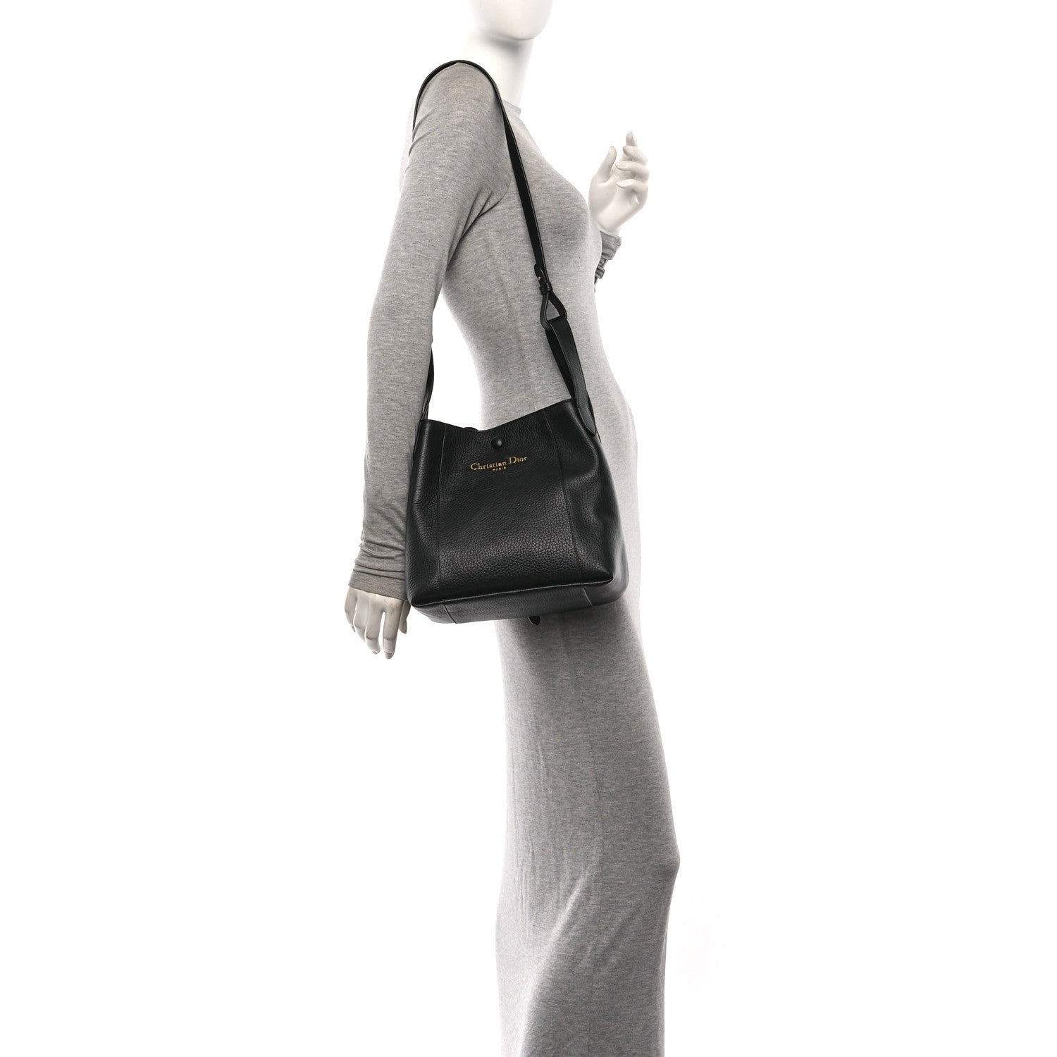 Christian Dior Calfskin Medium Signature Bucket Bag Black 2 of 8