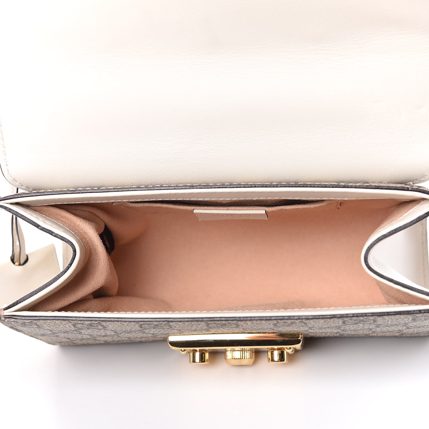 Gucci GG Supreme Monogram Studded Small Padlock Shoulder Bag White 5 of 16