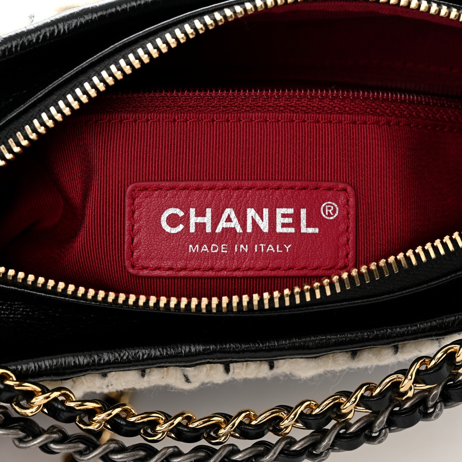 Chanel Tweed Calfskin Quilted Small Gabrielle Hobo Ivory Black 6 of 10