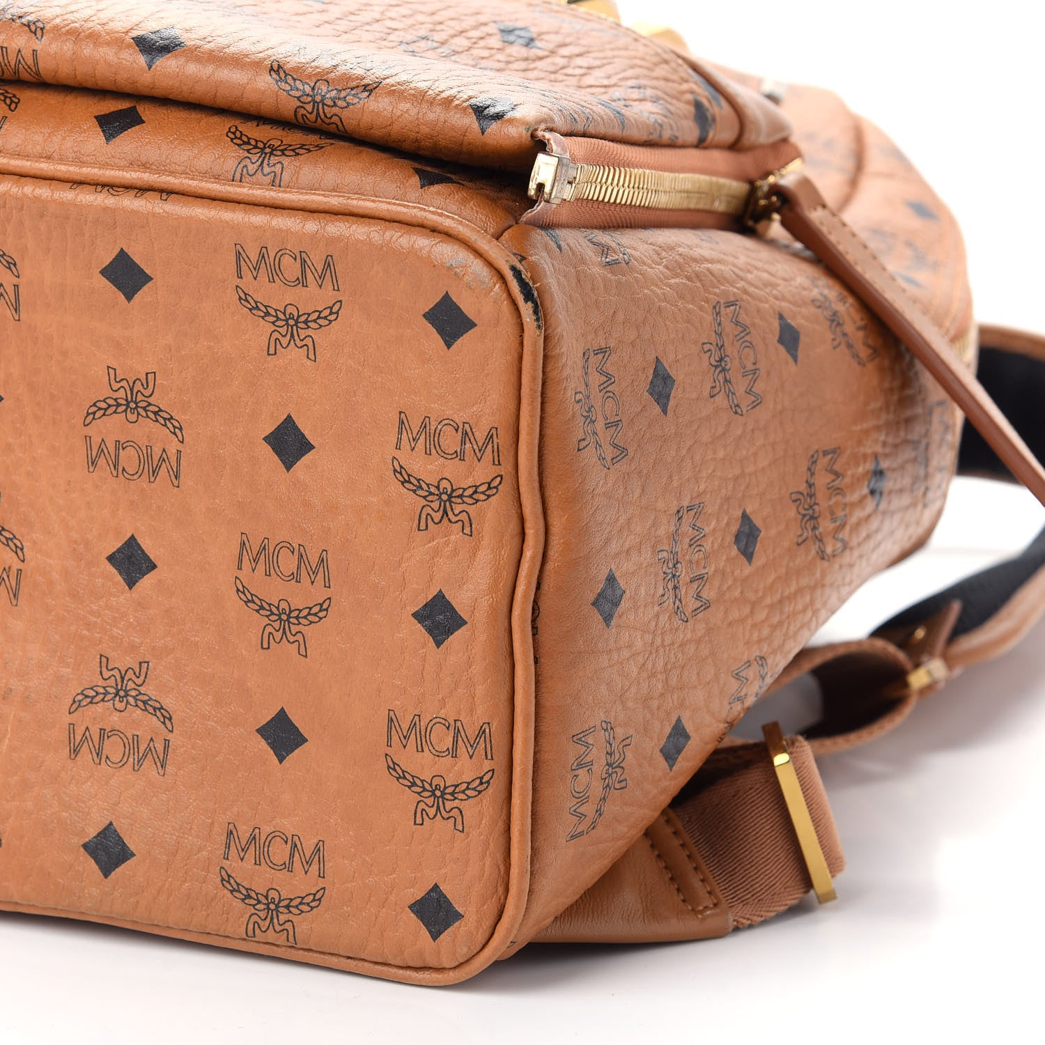 MCM Visetos Studded Medium Dual Stark Backpack Cognac 7 of 9