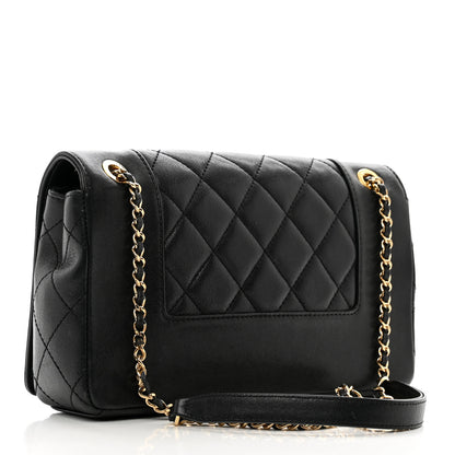 Chanel Sheepskin Quilted Small Vintage Mademoiselle Flap Black 3 of 12