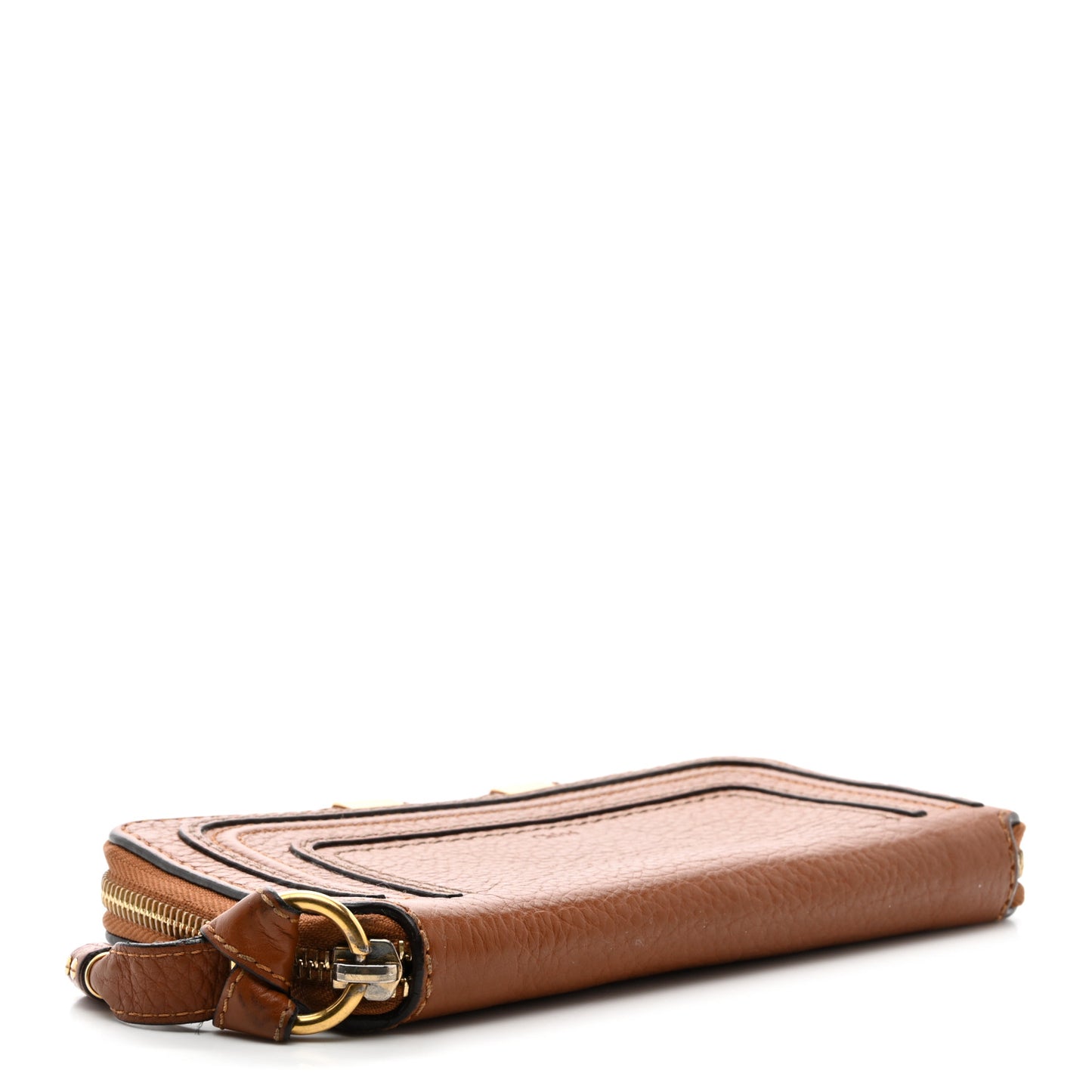 Grained Calfskin Marcie Long Zip Around Wallet Tan