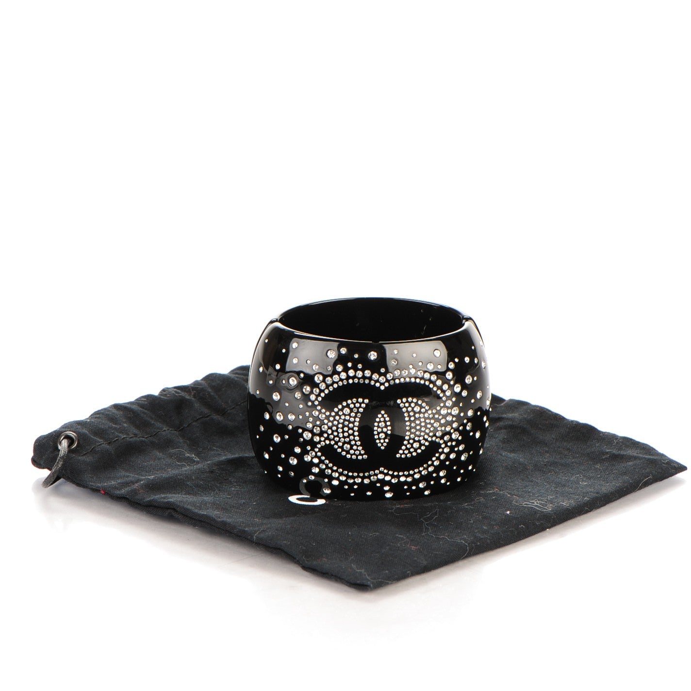 Chanel Resin Crystal CC Cuff Black 6 of 6