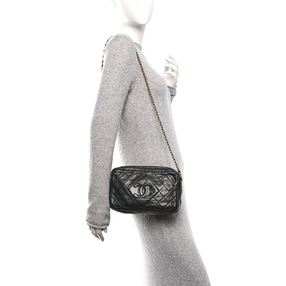 Chanel Lambskin Quilted Small Diamond CC Camera Case Black 2 of 11