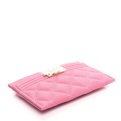 Chanel Caviar Quilted Boy Card Holder Pink 4 of 9