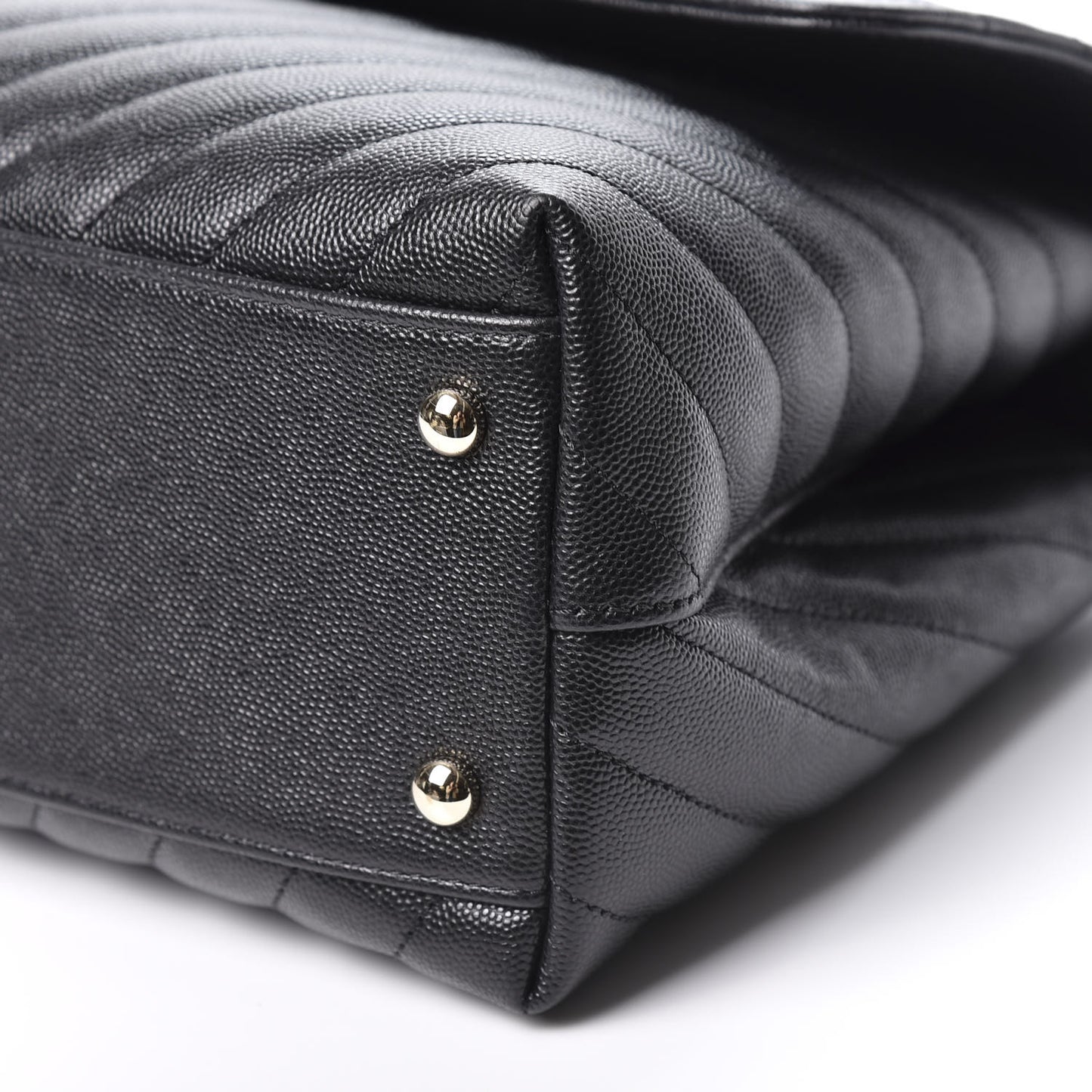 Caviar Lizard Embossed Chevron Quilted Medium Coco Handle Flap Black