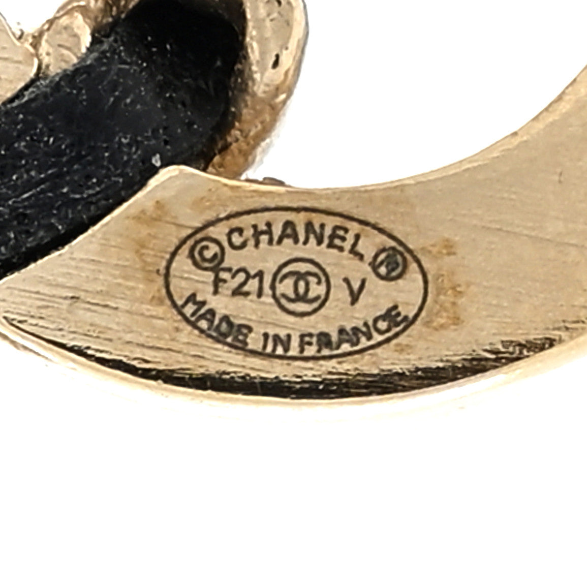 Chanel Crystal Baguette Lambskin Chain CC Vintage Allure Stud Earrings Black Gold 4 of 4