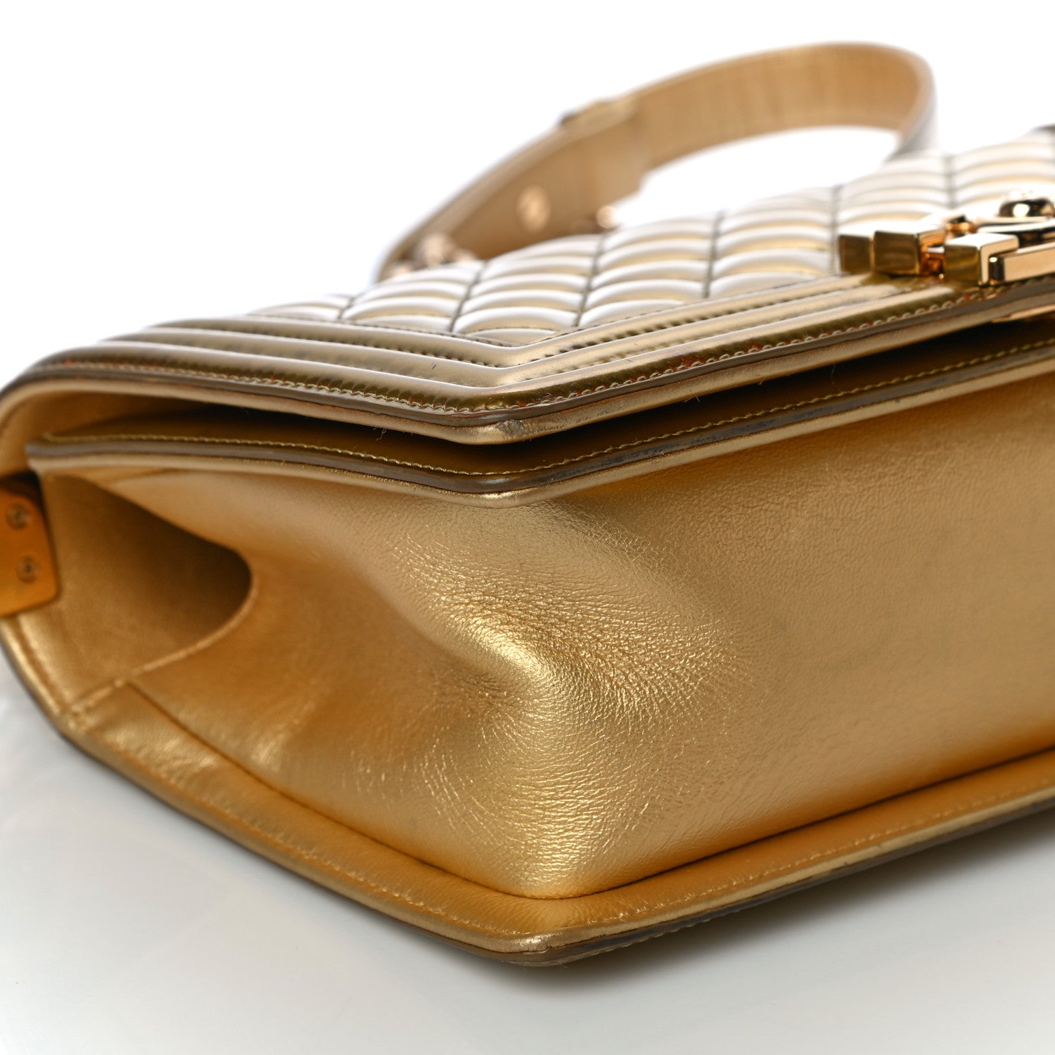 Chanel Metallic Patent Calfskin Quilted Medium Boy Flap Gold 9 of 26
