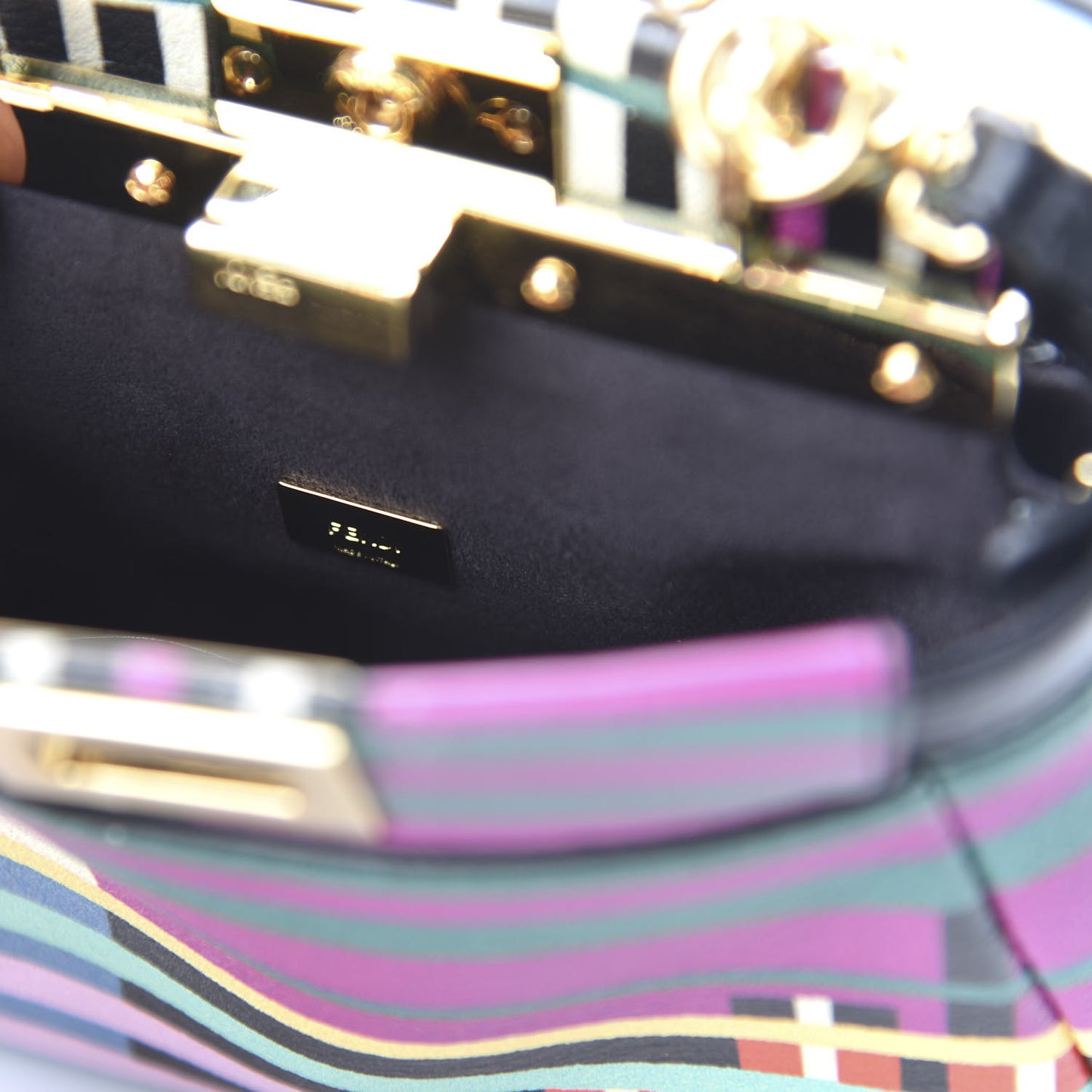 Vitello Seta Digital Print Micro Peekaboo Iconic Satchel Multicolor Black