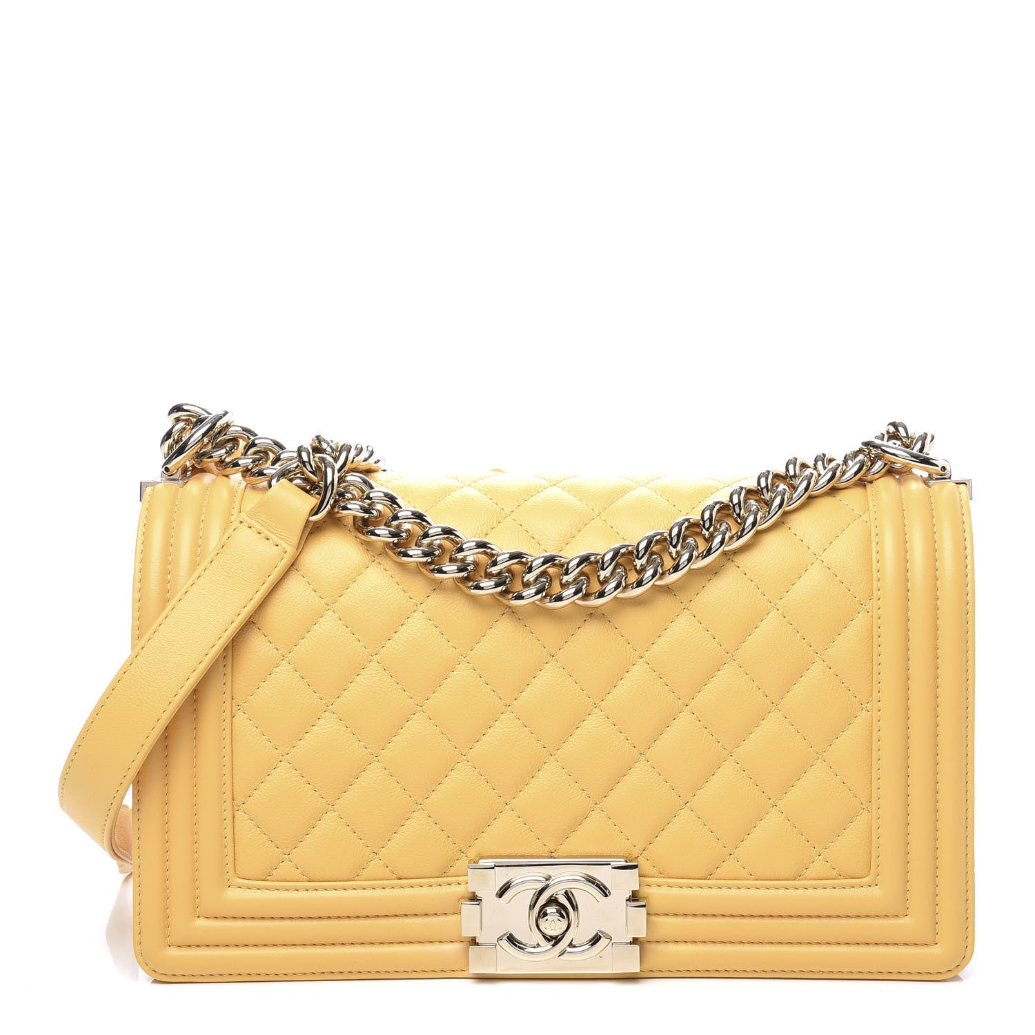 Chanel Calfskin Quilted Medium Boy Flap Yellow 1 of 9