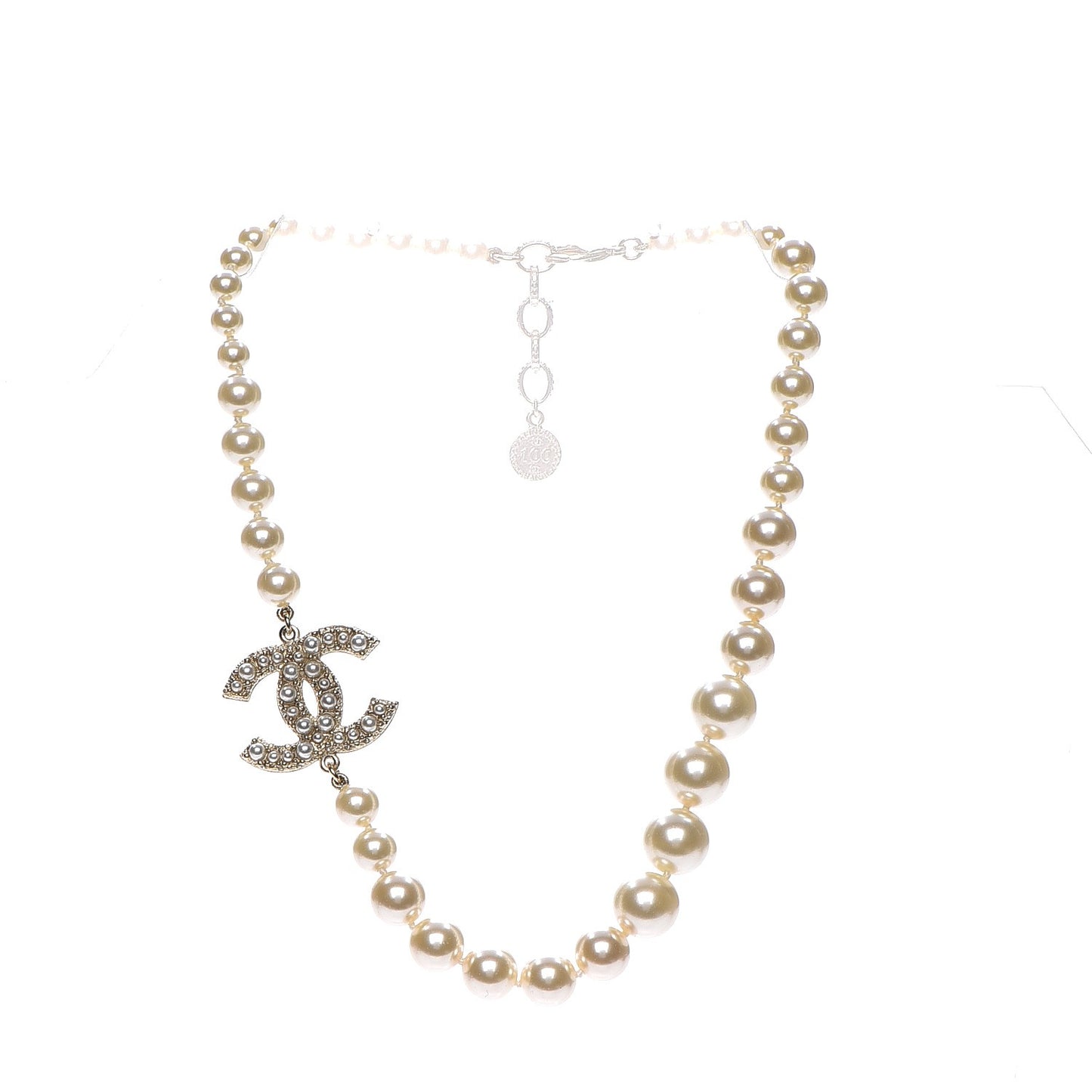 Graduated Pearl CC Short Necklace Gold