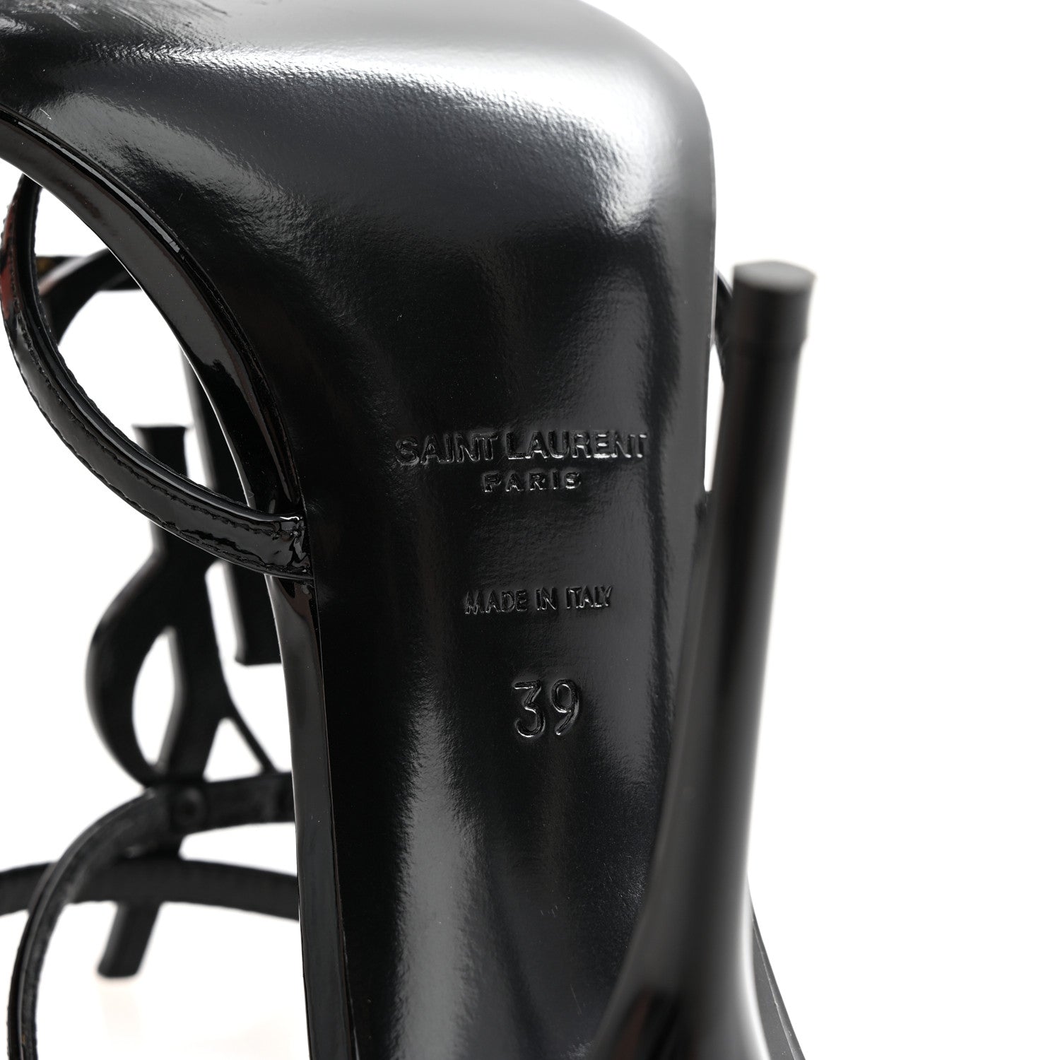 Saint Laurent Patent Cassandra 100 Ankle Strap Sandals 39 Black 7 of 8