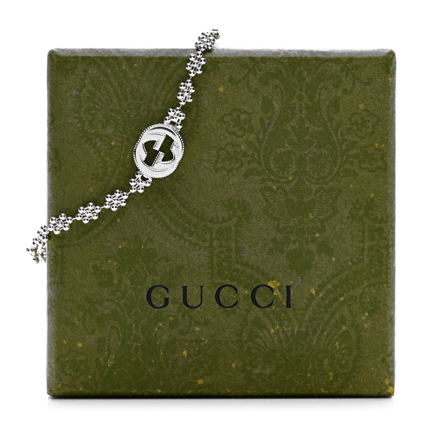 Sterling Silver Interlocking GG Beaded Flower Bracelet