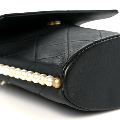 Chanel Calfskin Quilted Pearl Small About Pearls Hobo Bag Black 9 of 10