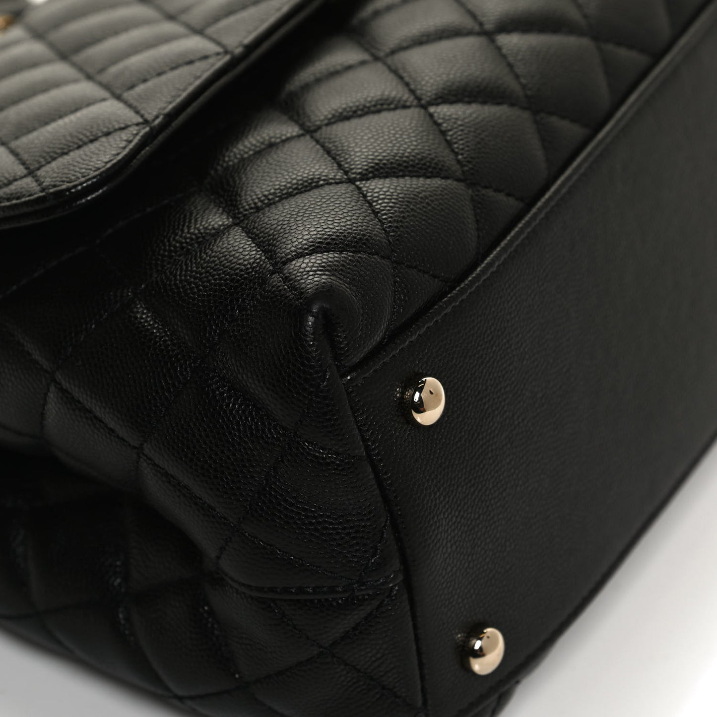 Caviar Quilted Small Coco Handle Flap Black
