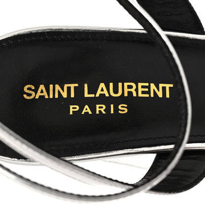 Saint Laurent Metallic Patent Jodie 95 Platform Sandals 39 Silver 8 of 10
