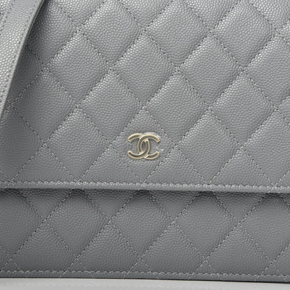 Chanel Caviar Quilted Square Wallet On Chain WOC Grey 11 of 12