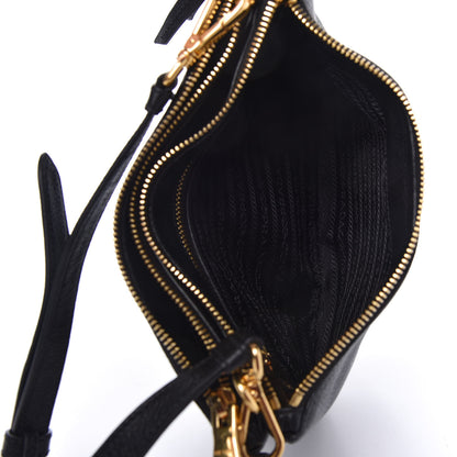 Prada Vitello Daino Double Zip Crossbody Bag Black 6 of 10