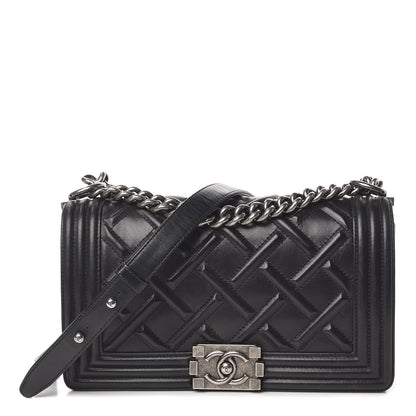 Chanel Lambskin Stitched Medium Boy Flap Black 1 of 24