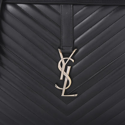 Saint Laurent Smooth Calfskin Matelasse Chevron Large Monogram Satchel Black 8 of 8