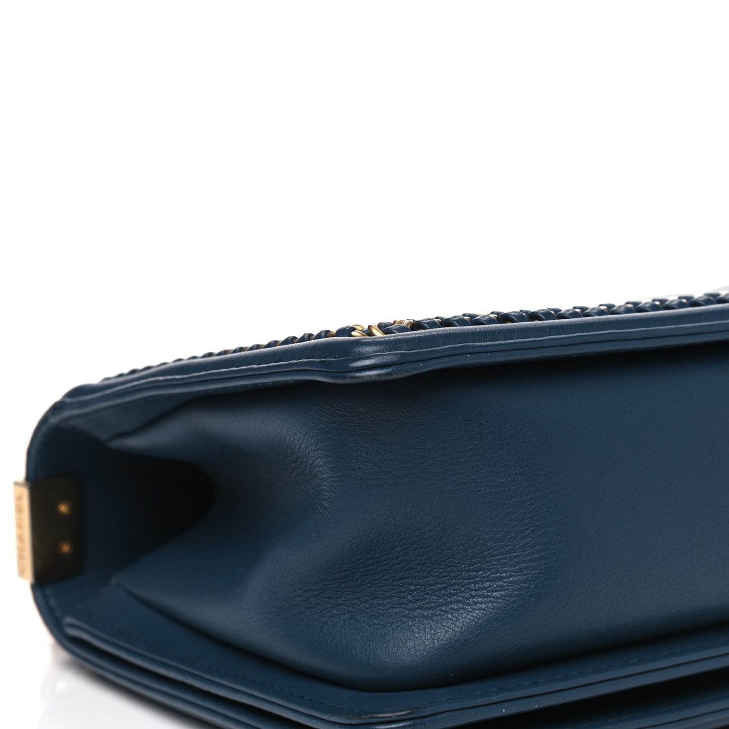 Calfskin Quilted Medium Top Handle Boy Flap Blue