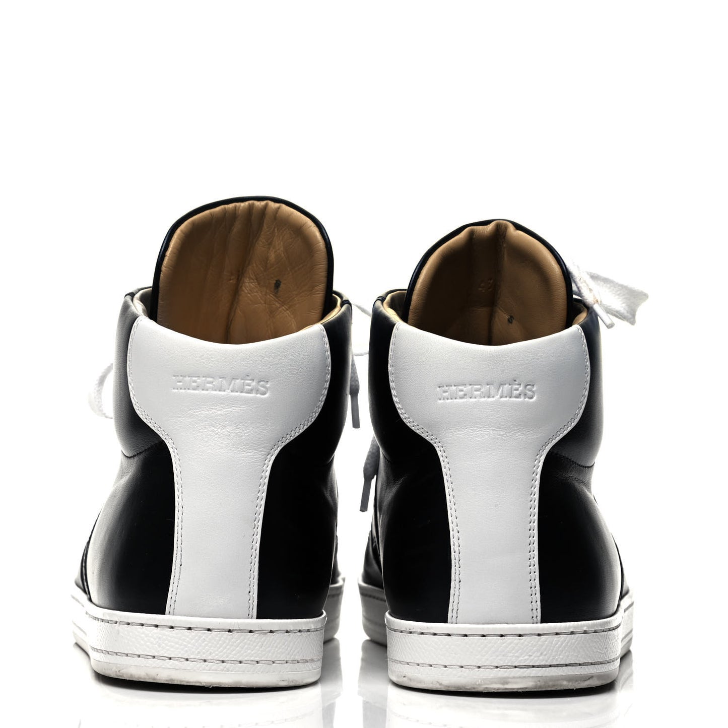 Calfskin Mens High Top Poker Sneakers 43 Black White