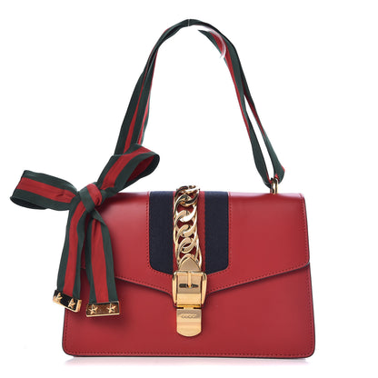Gucci Calfskin Small Sylvie Shoulder Bag Hibiscus Red 1 of 14