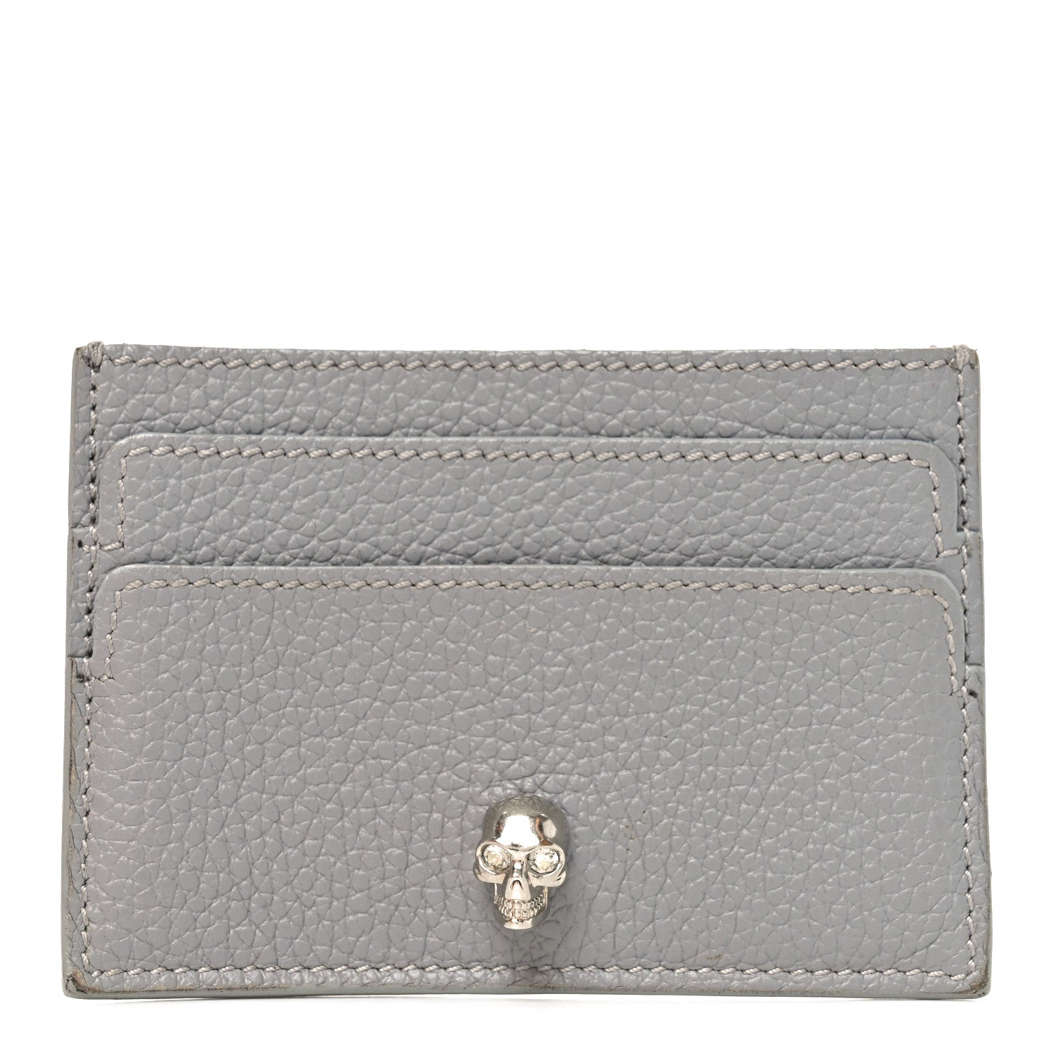 Alexander McQueen Grained Calfskin Skull Card Holder Grey 1 of 9