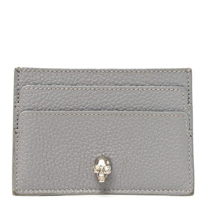 Alexander McQueen Grained Calfskin Skull Card Holder Grey 1 of 9