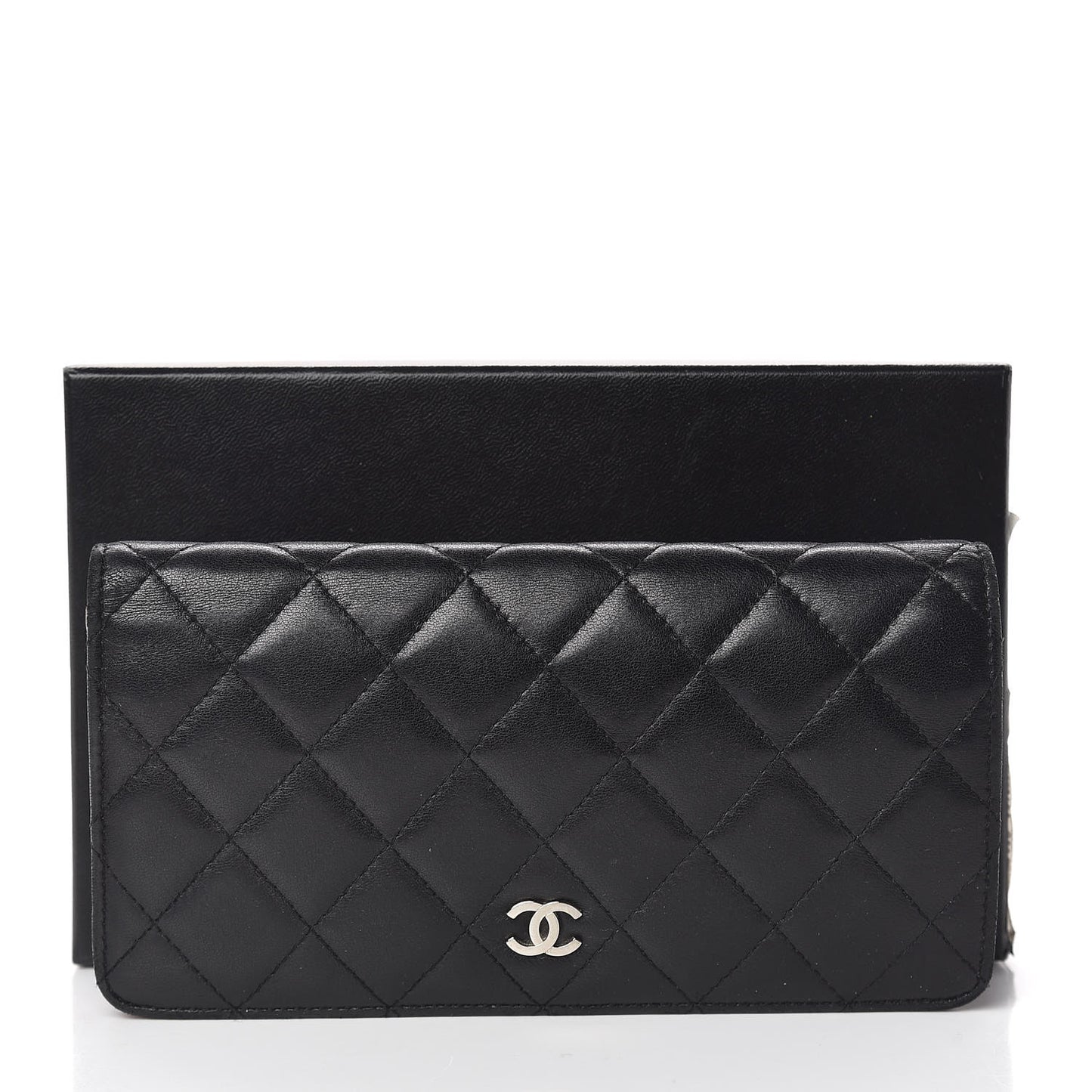 Lambskin Quilted Yen Wallet Black