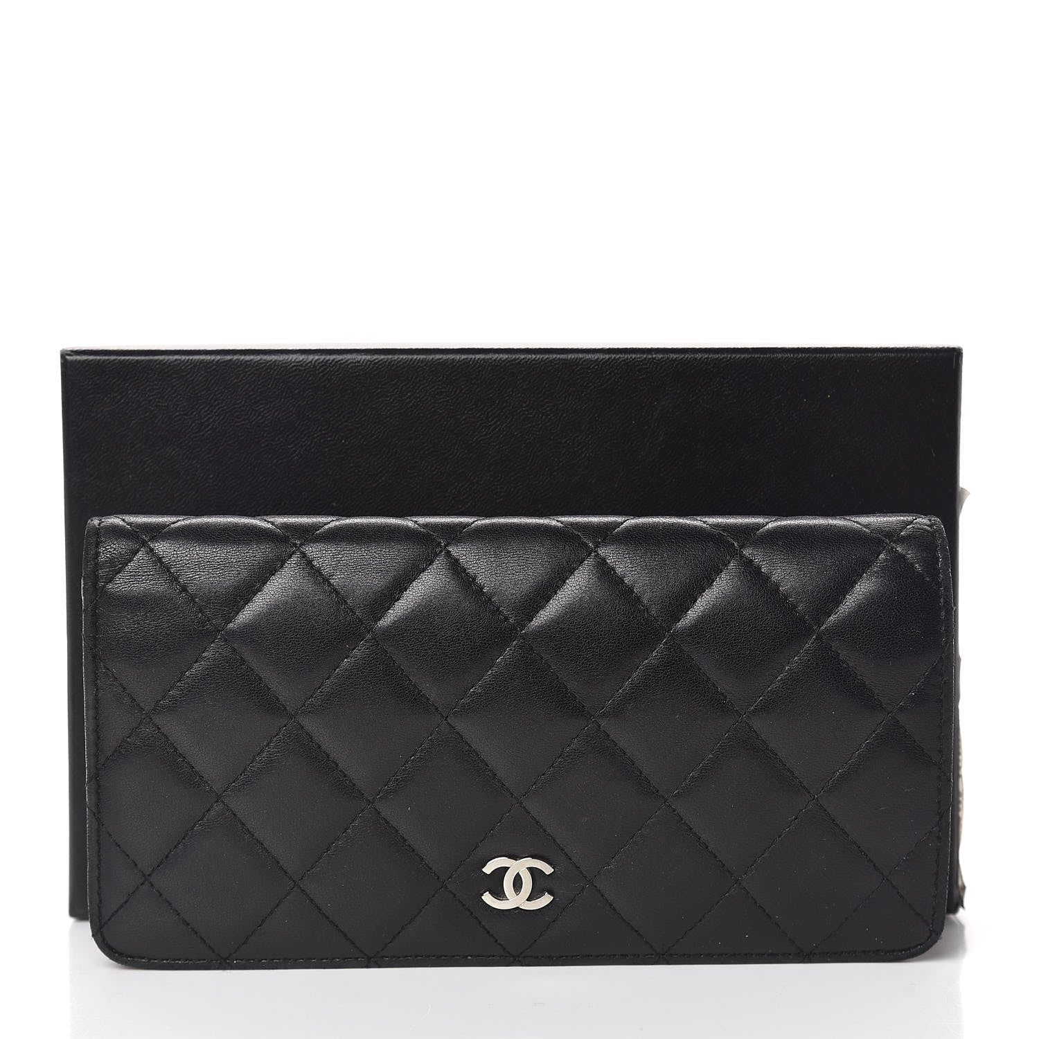 Chanel Lambskin Quilted Yen Wallet Black 9 of 9
