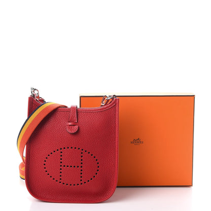 Hermes Taurillon Clemence Amazone Evelyne TPM Rouge Casaque 8 of 8