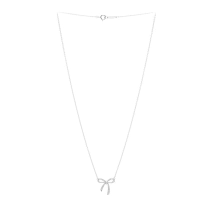 Tiffany Platinum Diamond Mini Bow Pendant Necklace 3 of 5