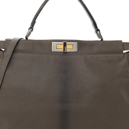 Fendi Goatskin Zucca Large Peekaboo Iconic Satchel Taupe Tobacco Moro Tortora 8 of 14