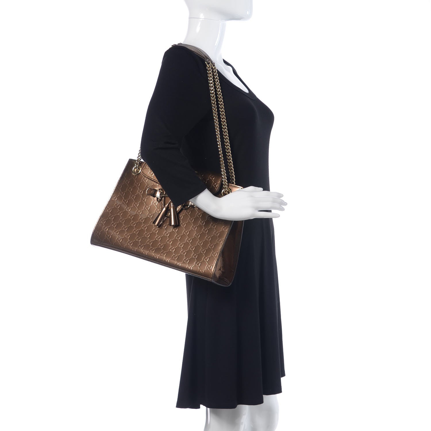 Gucci Shine Guccissima Large Emily Chain Shoulder Bag Acero 2 of 10