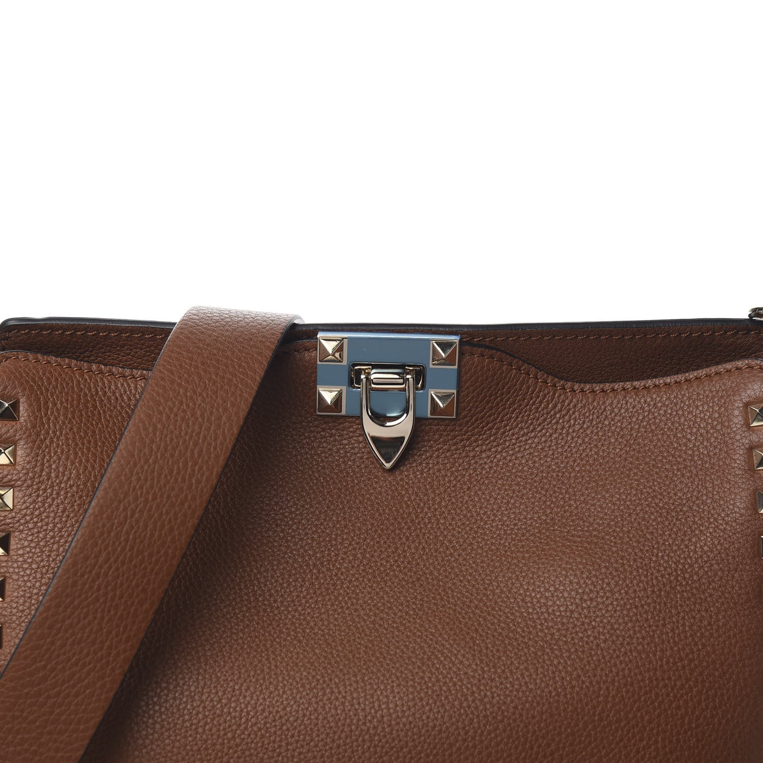 Valentino Garavani Pebbled Calfskin Small Rockstud Flip-Lock Messenger Bag Bright Cognac 8 of 8