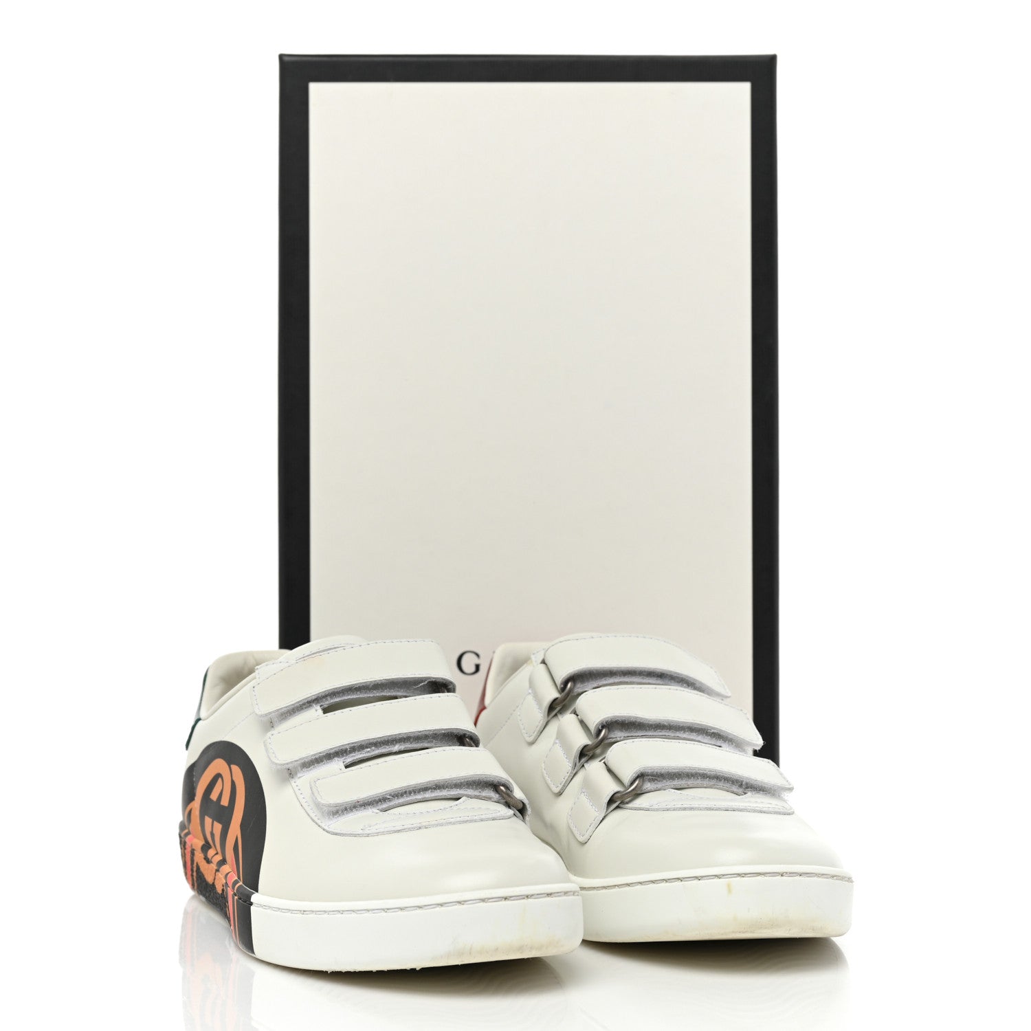 Gucci Miro Soft Calfskin Interlocking G Womens New Ace Sneakers 36 White Red Flame Green 15 of 15