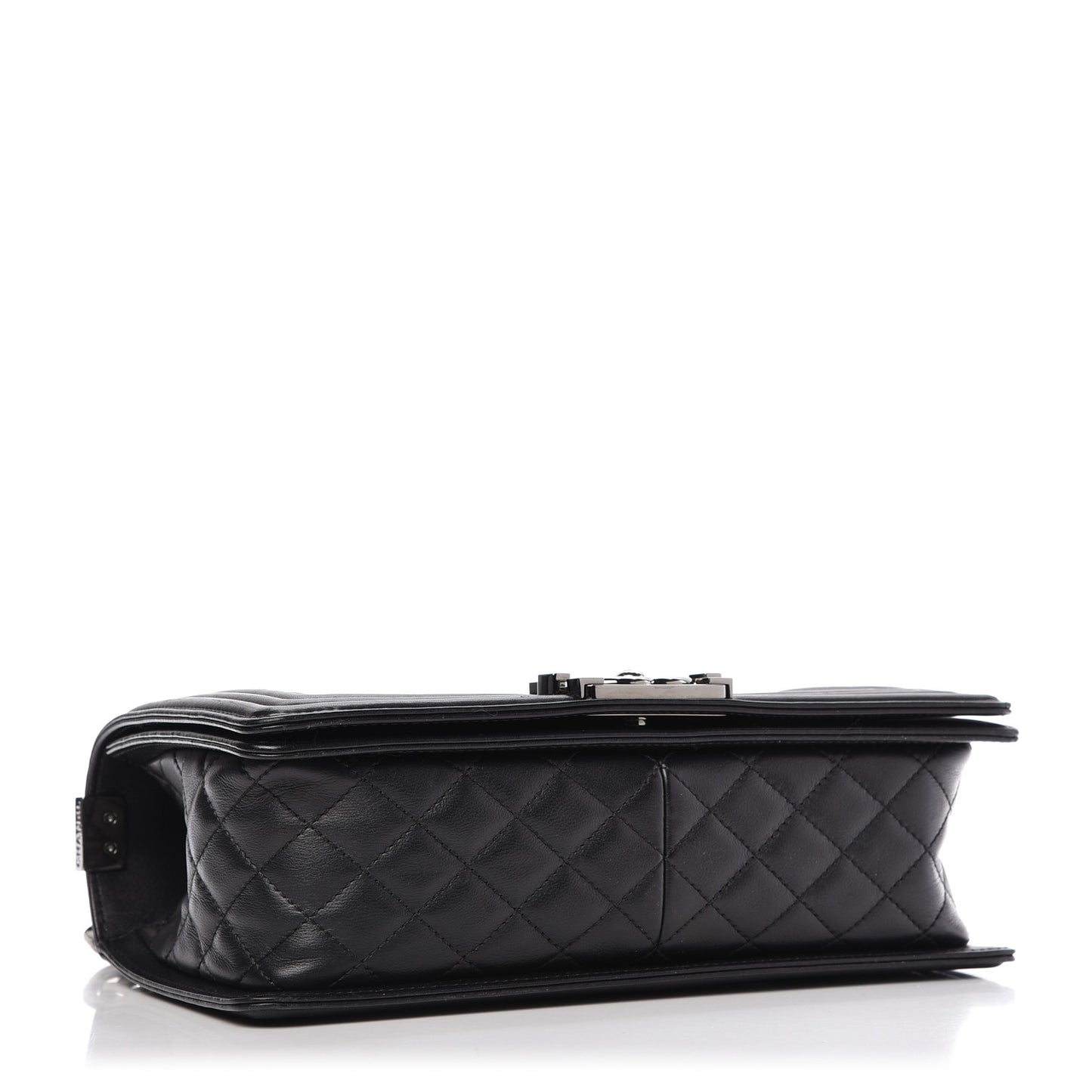 Calfskin Chevron Quilted Medium Boy Flap Black