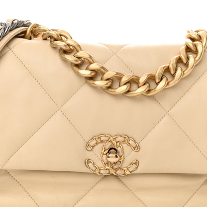 Chanel Lambskin Quilted Large Chanel 19 Flap Beige 7 of 14