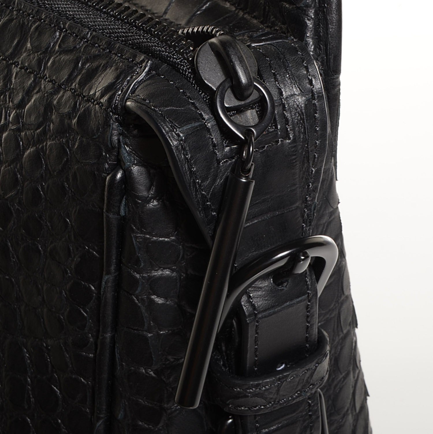 3.1 Phillip Lim 3.1 Crocodile Embossed Large Ryder Satchel Black 9 of 10