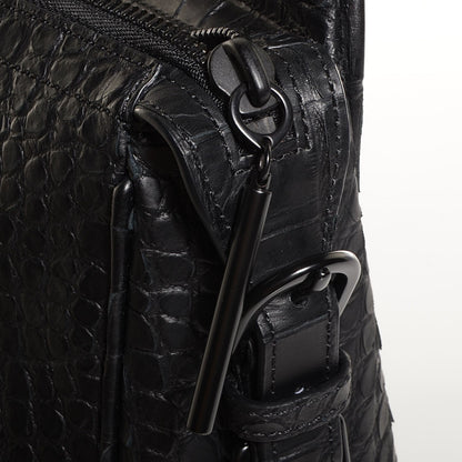 3.1 Phillip Lim 3.1 Crocodile Embossed Large Ryder Satchel Black 9 of 10