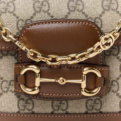 Gucci GG Supreme Monogram Small Horsebit 1955 Chain Shoulder Bag Beige Ebony Brown Sugar 9 of 12