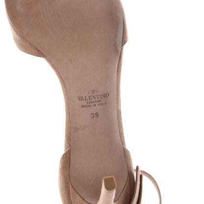 Valentino Garavani Suede Bow Ankle Strap Sandals 39 Camel Rose 6 of 19